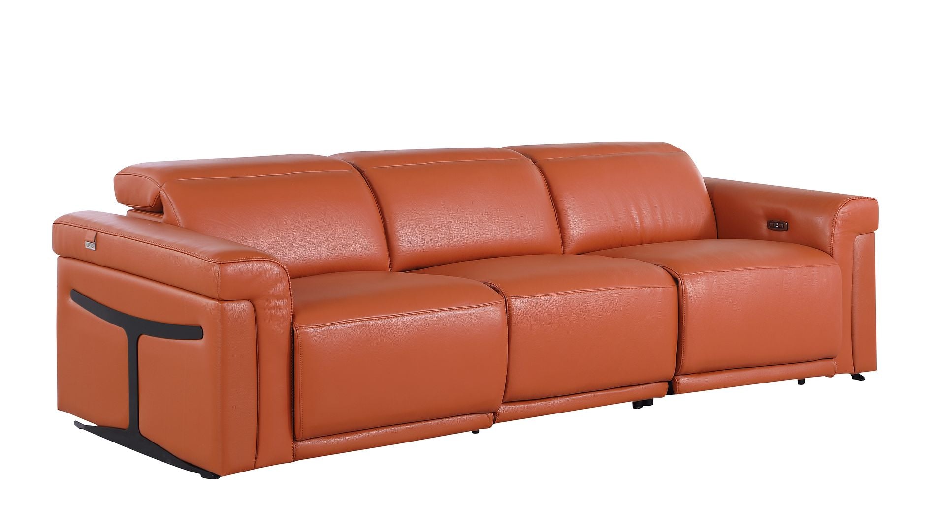 1126 Divanitalia 3-Piece Modular Power Reclining Sofa in Top Grain Italian Leather with 2 Power Recliners & Power Headrests