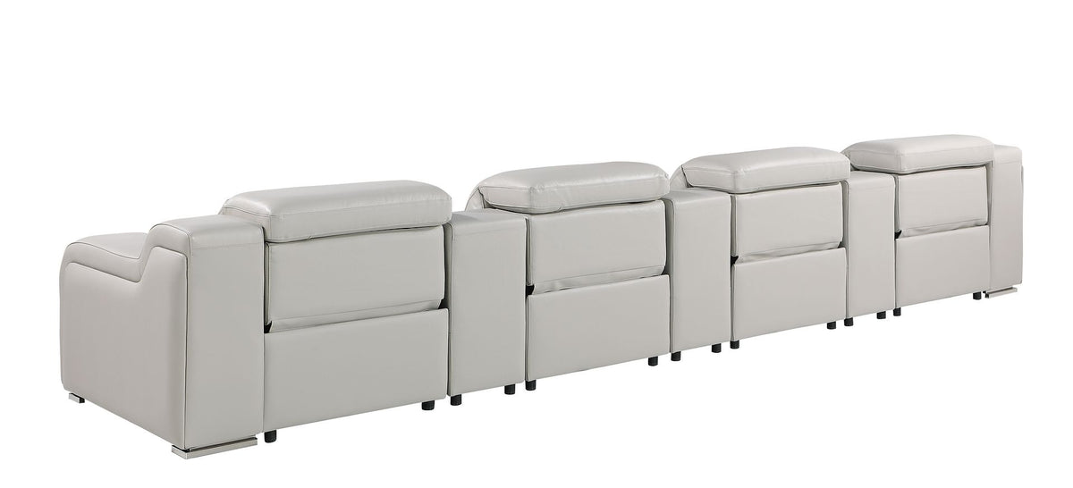 1116 Divanitalia 7-Piece Modular Power Reclining Sofa in Top Grain Italian Leather with 4 Power Recliners & Power Headrests - Light Grey - SKU 1116-LT-GREY-S-7.4-HT - view 7