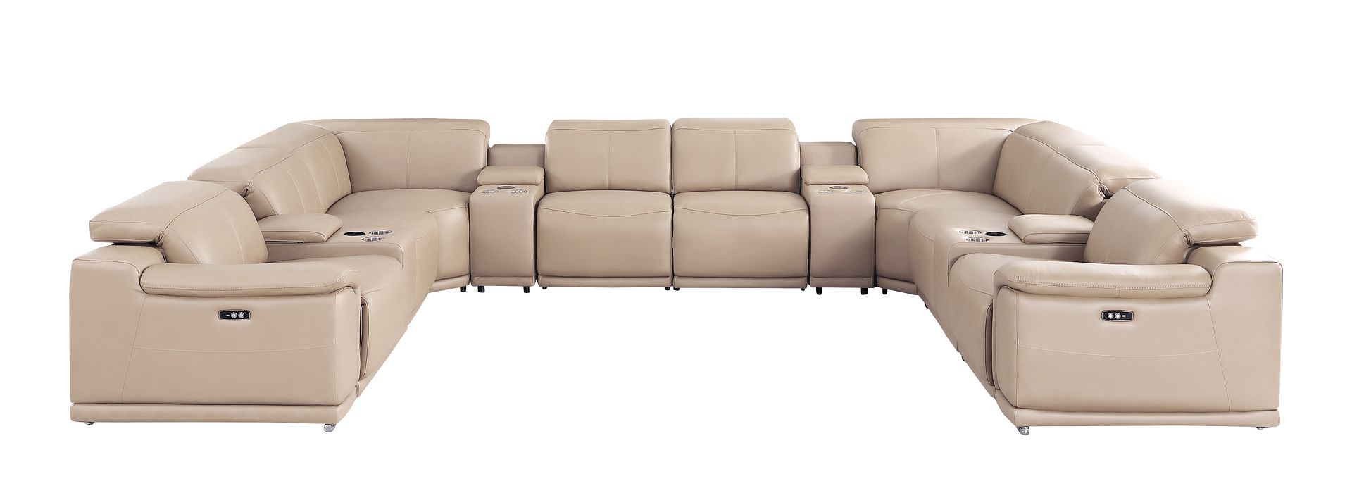 2679 12-Piece U-Shaped Power Reclining Sectional Sofa in Genuine Leather - 4 Recliners