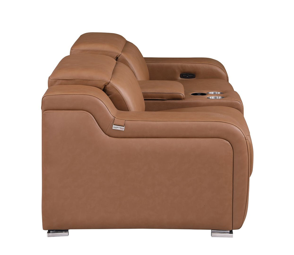 1116 Divanitalia 3-Piece Modular Power Reclining Console Loveseat in Top Grain Italian Leather with 2 Power Recliners & Power Headrests - Cognac - SKU 1116-COGNAC-3.2-HT - view 8
