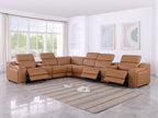 1116 Divanitalia 8-Piece L-Shaped Sectional Sofa in Top Grain Italian Leather with 3 Power Recliners & Power Headrests