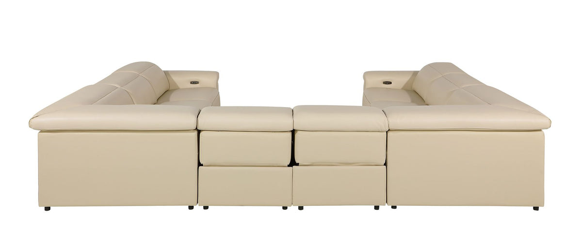 1126 Divanitalia 8-Piece U-Shaped Sectional Sofa in Top Grain Italian Leather with 4 Power Recliners & Power Headrests - Beige - SKU 1126-BEIGE-8PC-4PWR-U-NC-SECTIONAL-GROUP - view 7