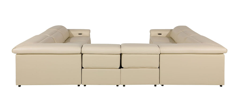 1126 Divanitalia 8-Piece U-Shaped Sectional Sofa in Top Grain Italian Leather with 4 Power Recliners & Power Headrests