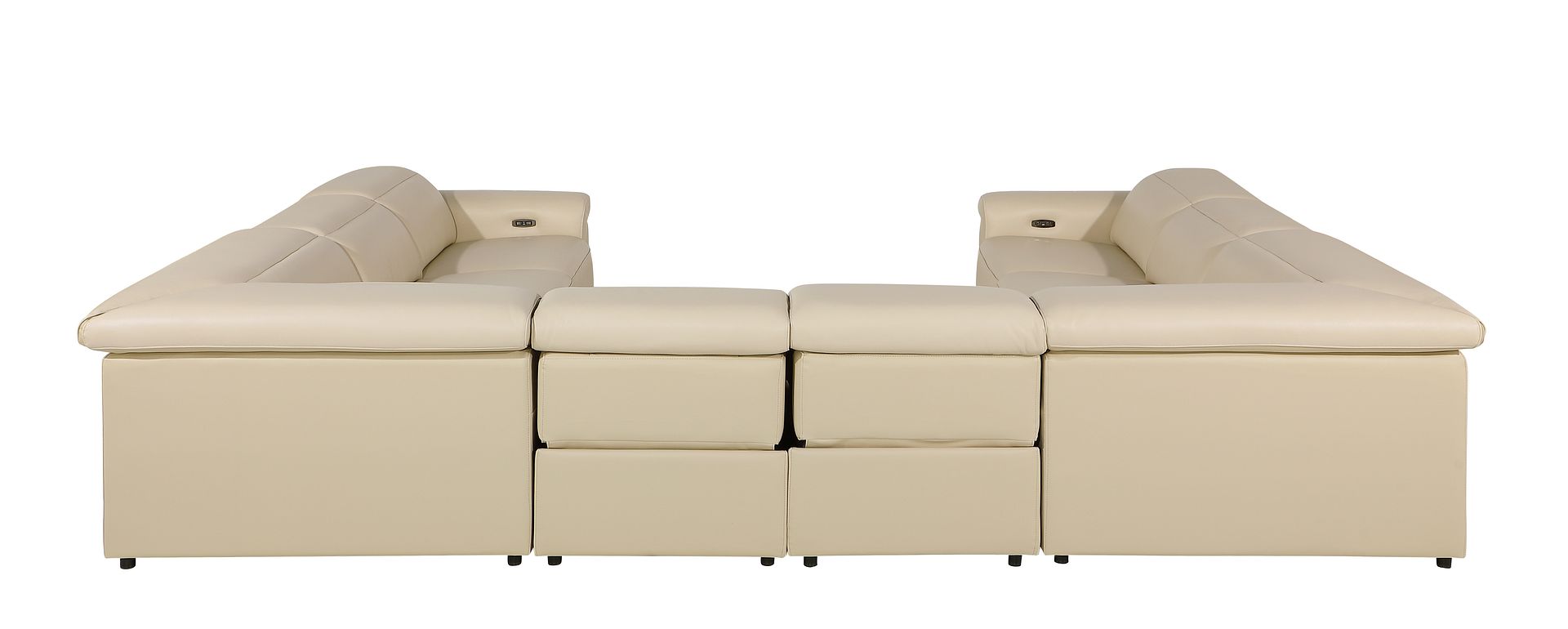 1126 Divanitalia 8-Piece U-Shaped Sectional Sofa in Top Grain Italian Leather with 4 Power Recliners & Power Headrests