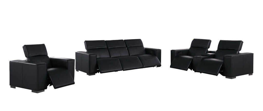 1208 Modular Leather Set with 6 Power Recliners & Power Headrests - Black - SKU 1208-BLACK-7.6-HT-3PC - view 4
