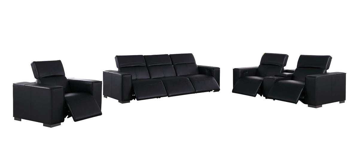1208 Modular Leather Set with 6 Power Recliners & Power Headrests - Black - SKU 1208-BLACK-7.6-HT-3PC - view 4