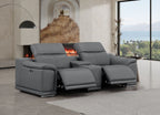 2679 Genuine Leather Console Loveseat with Dual Power Recliners - Dark Grey - SKU 2679-DK-GRAY-3.2-HT - view 2