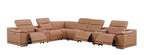 9762 Divanitalia 8-Piece L-Shaped Top Grain Italian Leather Sectional Sofa with 3 Power Recliners
