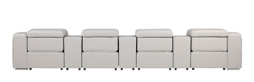 1116 Divanitalia 7-Piece Modular Power Reclining Sofa in Top Grain Italian Leather with 4 Power Recliners & Power Headrests - Light Grey - SKU 1116-LT-GREY-S-7.4-HT - view 6