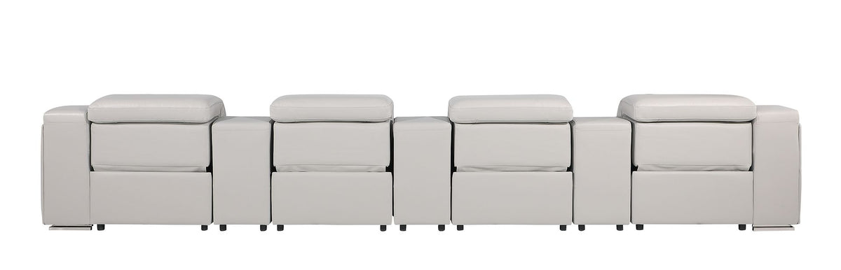 1116 Divanitalia 7-Piece Modular Power Reclining Sofa in Top Grain Italian Leather with 4 Power Recliners & Power Headrests - Light Grey - SKU 1116-LT-GREY-S-7.4-HT - view 6