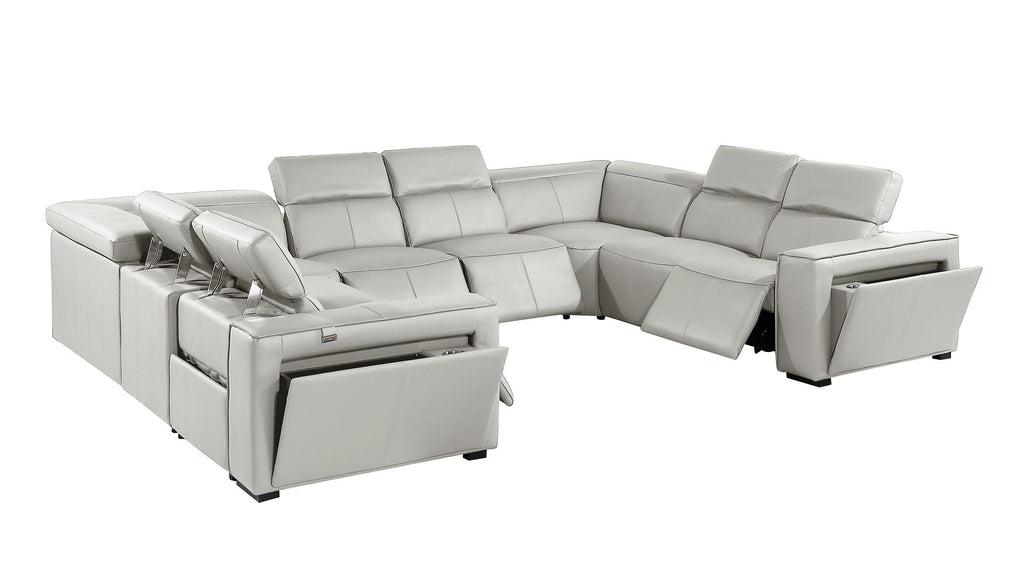 1224 Divanitalia 8-Piece U-Shaped Sectional Sofa in Top Grain Italian Leather with 4 Power Recliners & Power Headrests