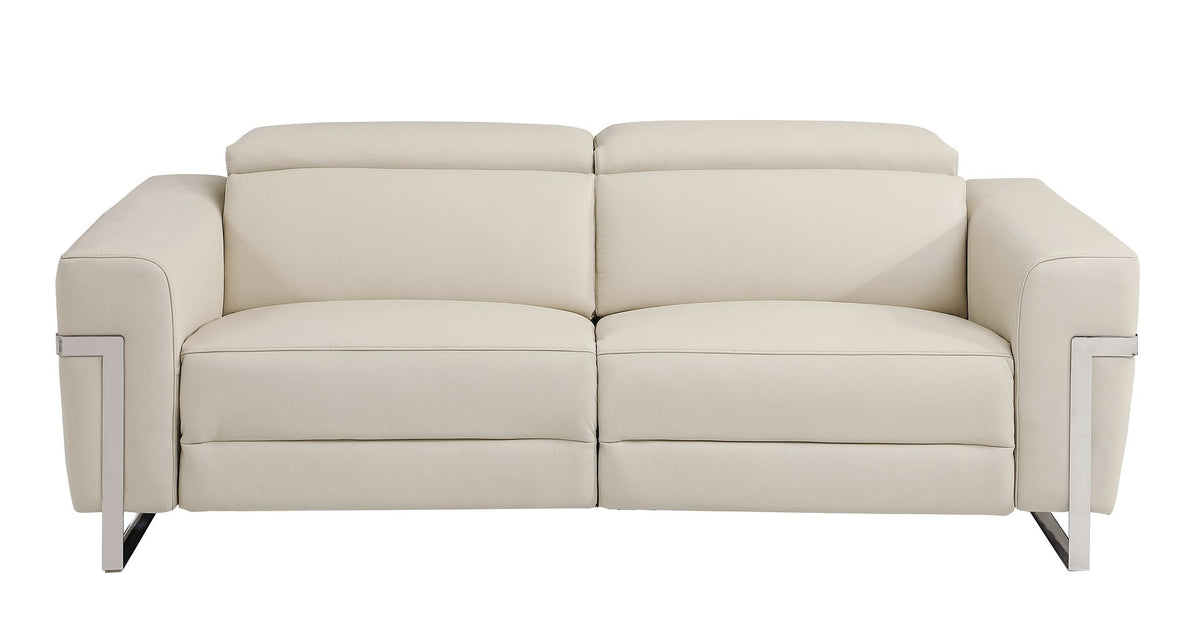 990 Divanitalia Power Reclining Sofa with Power Headrest in Top-grain Italian Leather - Beige - SKU 990-BEIGE-S