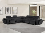 1224 Divanitalia 7-Piece L-Shaped Sectional Sofa in Top Grain Italian Leather with 3 Power Recliners & Power Headrests - Black - SKU 1224-BLACK-7PC-3PWR-SECTIONAL - view 2