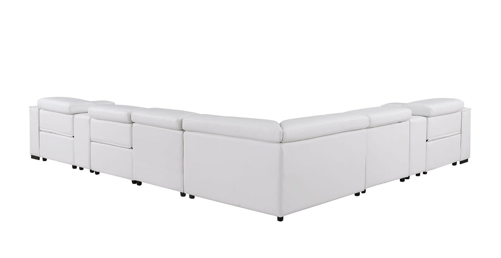 1208 8 Piece L-Shaped Leather Sectional Sofa with 4 Power Recliners & Power Headrests