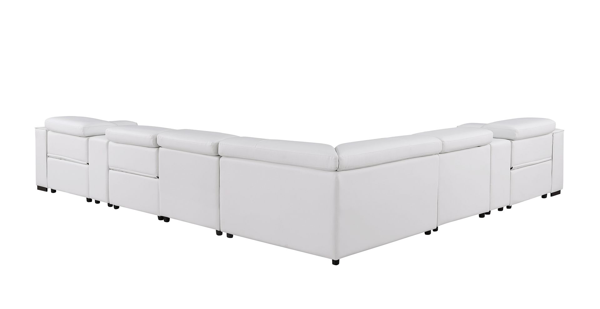 1208 8 Piece L-Shaped Leather Sectional Sofa with 4 Power Recliners & Power Headrests