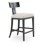 Fabien - Mid-Century Modern Beige Linen + Black Walnut Counter Chair