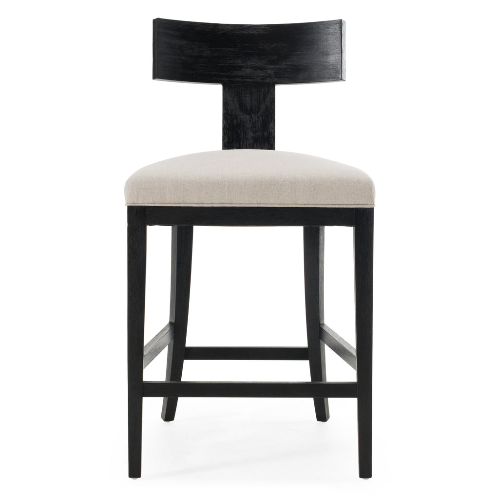 Fabien - Mid-Century Modern Beige Linen + Black Walnut Counter Chair