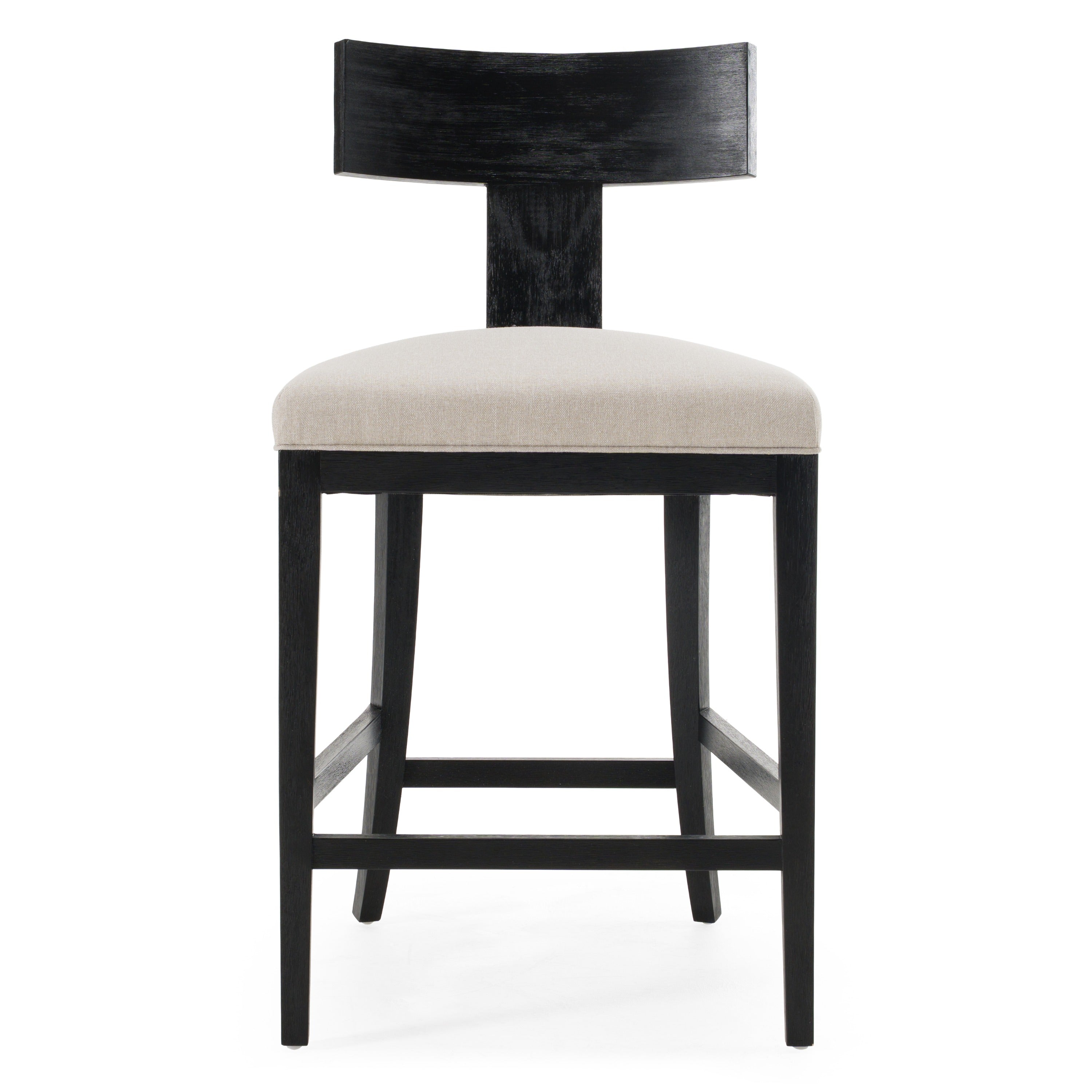Fabien - Mid-Century Modern Beige Linen + Black Walnut Counter Chair