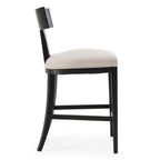 Fabien - Mid-Century Modern Beige Linen + Black Walnut Counter Chair