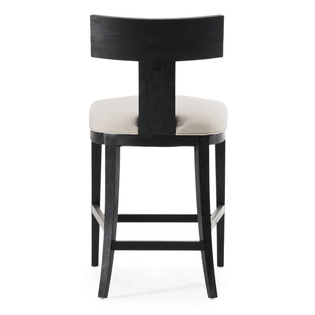 Fabien - Mid-Century Modern Beige Linen + Black Walnut Counter Chair