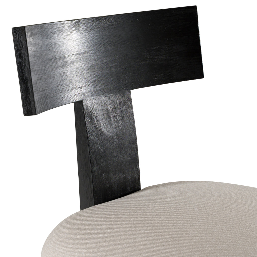Fabien - Mid-Century Modern Beige Linen + Black Walnut Counter Chair
