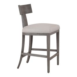 Fabien - Mid-Century Modern Beige Linen + Grey Wash Counter Chair