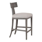 Fabien - Mid-Century Modern Beige Linen + Grey Wash Counter Chair