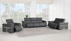 1126 Divanitalia 6-Piece Modular Power Reclining Sofa, Loveseat & Chair Set in Top Grain Italian Leather with 6 Power Recliners & Power Headrests - Dark Grey - SKU 1126-DK_GREY-6.6-HT-3PC - view 2