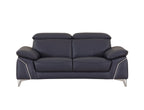 727 Divanitalia Loveseat with Adjustable Headrest in Top-grain Italian Leather - Navy - SKU 727-L-NAVY