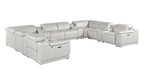 9762 Divanitalia 12-Piece U-Shaped Top Grain Italian Leather Sectional Sofa with 4 Power Recliners