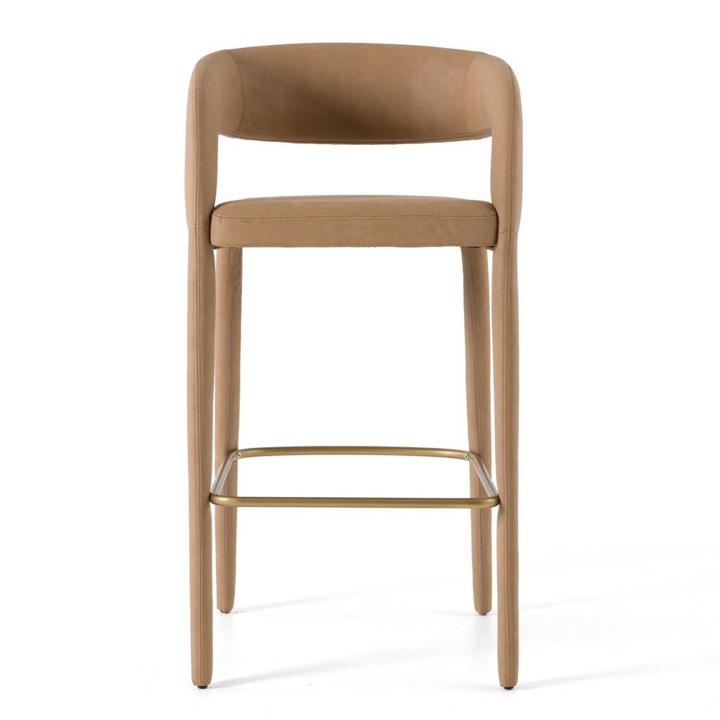 Faerron - Modern Leatherette Bar Chair - Modern Leatherette Bar Chair - Tan
