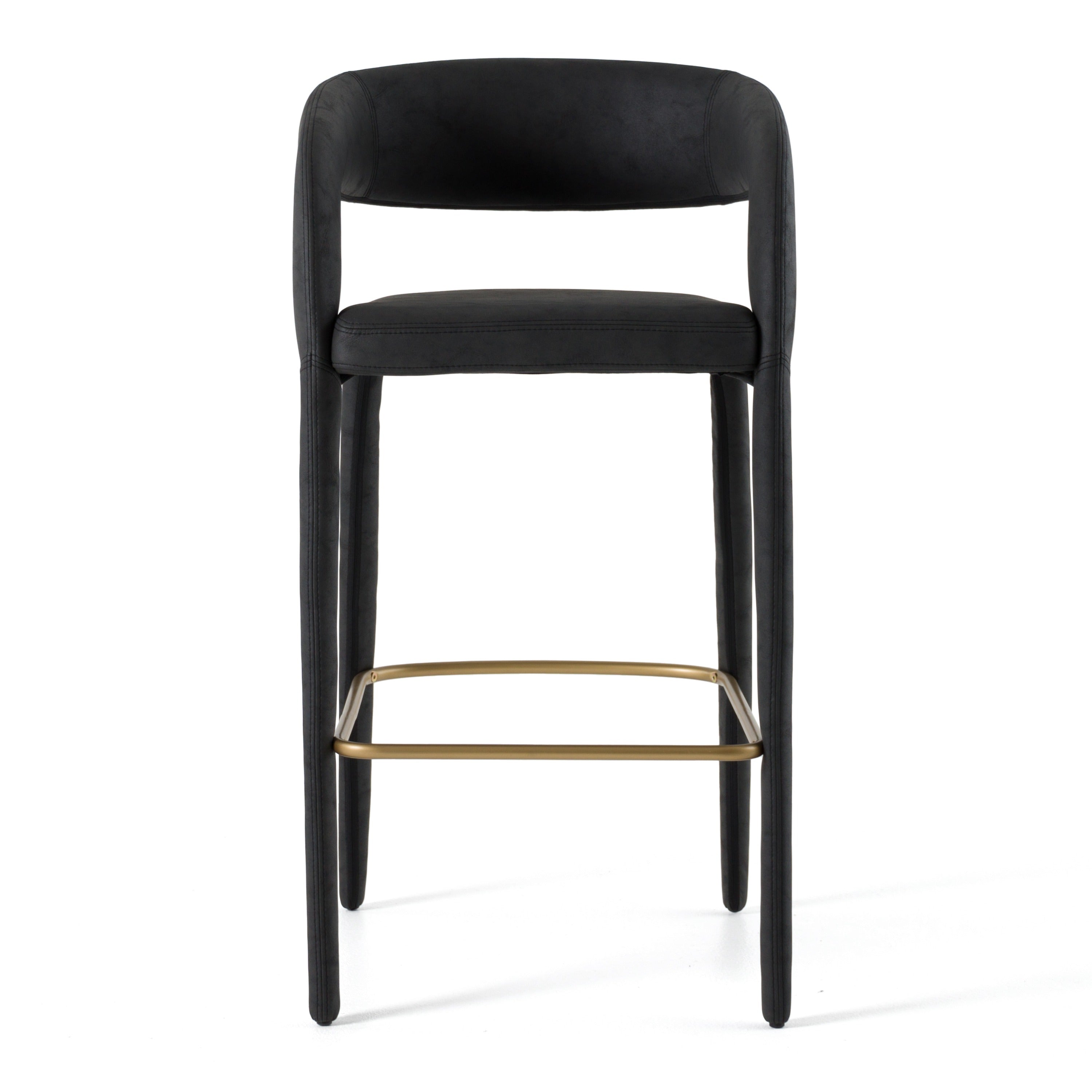 Faerron - Modern Leatherette Bar Chair - Modern Leatherette Bar Chair - Black