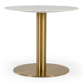 Fairway - Glam White Marble and Brushed Gold Tall End Table