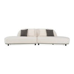 Falcone - Contemporary Off-White + Grey Bonded Leather Curved Sectional Sofa