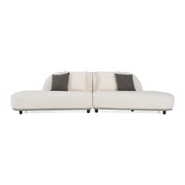 Falcone - Contemporary Off-White + Grey Bonded Leather Curved Sectional Sofa