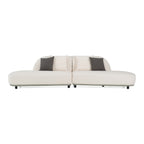 Falcone - Contemporary Off-White + Grey Bonded Leather Curved Sectional Sofa