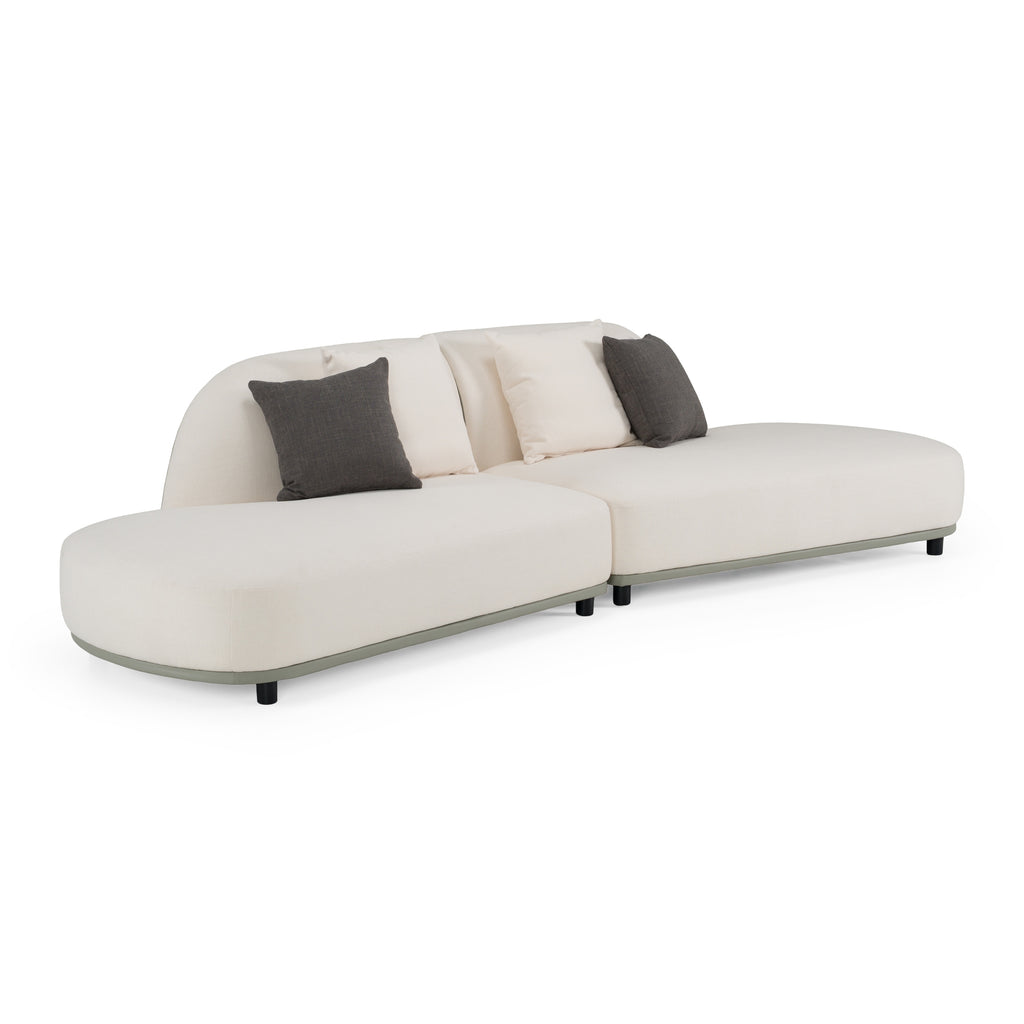 Falcone - Contemporary Off-White + Grey Bonded Leather Curved Sectional Sofa