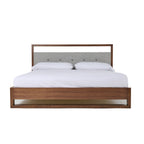 Falcor - Modern Grey Fabric & Walnut Veneer Bed - Modern Grey Fabric & Walnut Veneer Bed