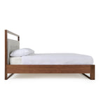 Falcor - Modern Grey Fabric & Walnut Veneer Bed - Modern Grey Fabric & Walnut Veneer Bed