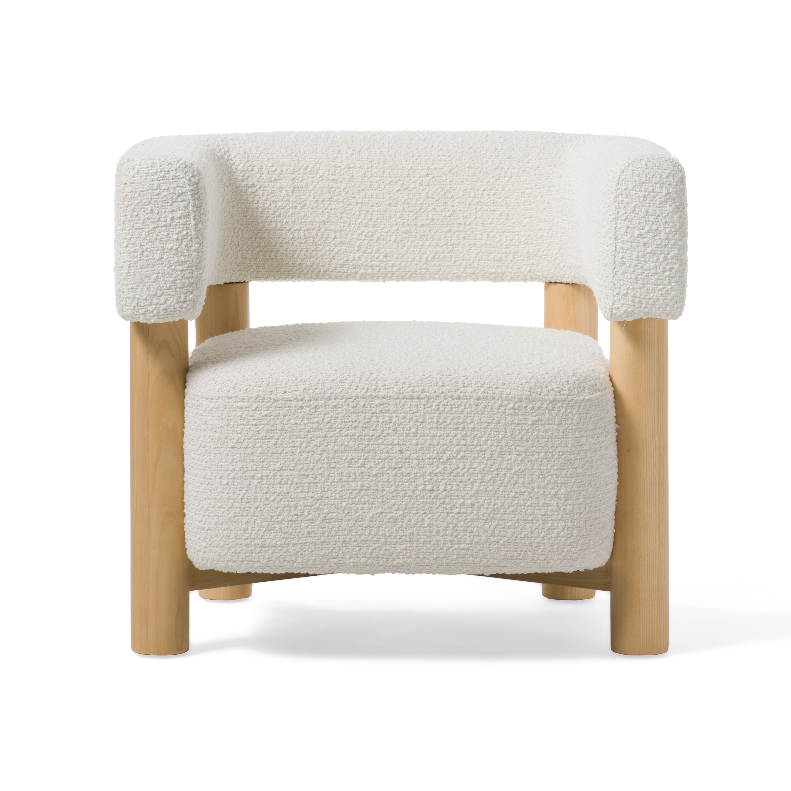 Modrest Fang - Modern White Fabric & Wood Accent Chair