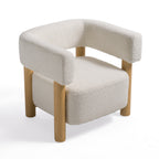 Fang - Modern White Fabric & Wood Accent Chair