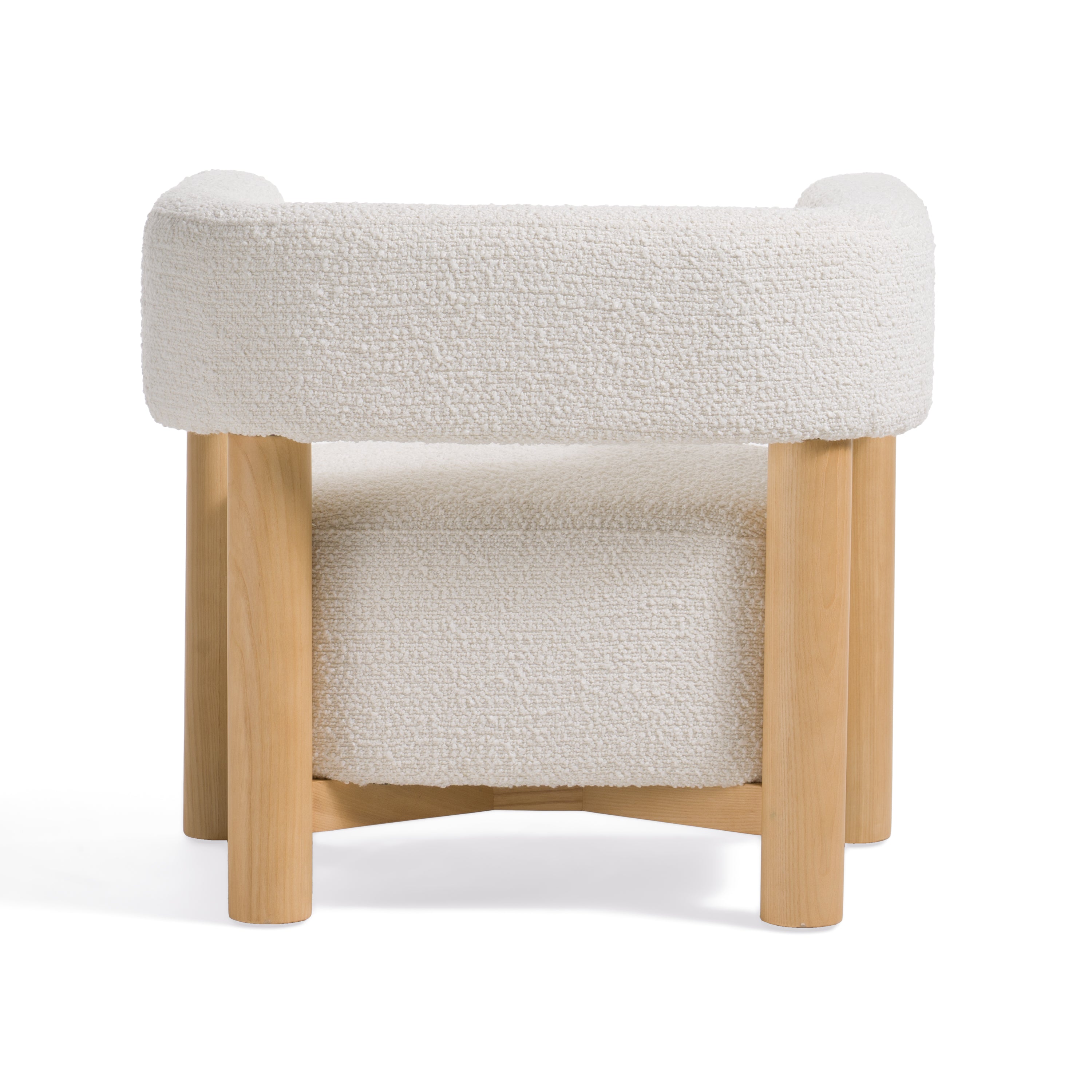 Fang - Modern White Fabric & Wood Accent Chair