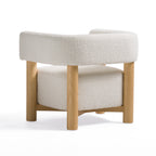 Fang - Modern White Fabric & Wood Accent Chair
