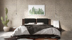Fantasia - Dark Walnut/Dark Grey Bed and Two Nightstands - Dark Walnut/Dark Grey Bed and Two Nightstands