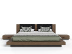 Fantasia - Dark Walnut/Dark Grey Bed and Two Nightstands - Dark Walnut/Dark Grey Bed and Two Nightstands