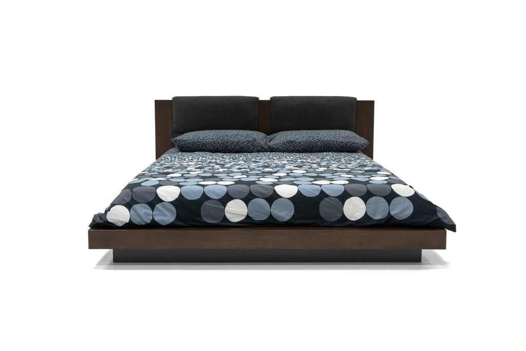 Fantasia - Dark Walnut/Dark Grey Bed and Two Nightstands - Dark Walnut/Dark Grey Bed and Two Nightstands