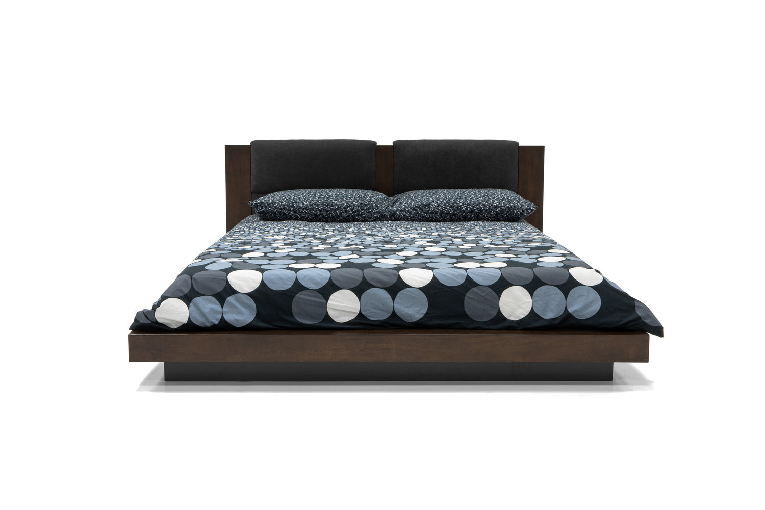 Fantasia - Dark Walnut/Dark Grey Bed and Two Nightstands - Dark Walnut/Dark Grey Bed and Two Nightstands