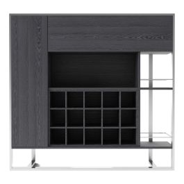 Fauna - Elm Grey & Stainless Steel Wine Cabinet