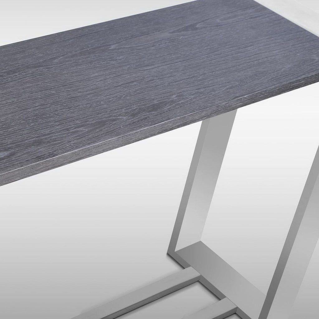 Fauna - Modern Grey Elm & Stainless Steel Console Table