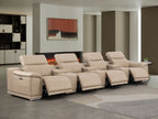 2679 Genuine Leather Sofa with 4 Power Recliners, Power Headrests & 3 Storage Consoles